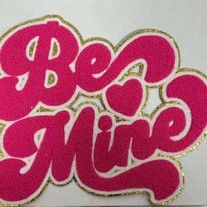 Be Mine ~Hot Pink~ Chenille Patch, Retro Chenille Patch, Large Chenille Patch, V